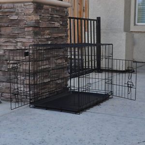 Champion 48" Portable Folding Dog Crate Cage Kennel 3 Door Metal Tray Divider