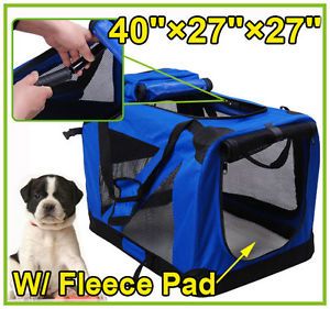 40“XXXL Large Pet Dog Carrier Tote Cage Travel Crate Bag Cat Folding House w Mat