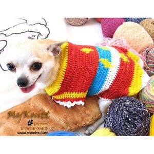 Handmade Dog Shirts Pets Clothes Crochet Jumper Knit Chihuahua Sweater D869
