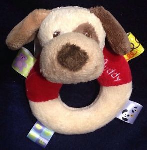 Taggies Buddy Dog Ring Toy by Mary Meyer Soft Baby Rattle Plush not Used