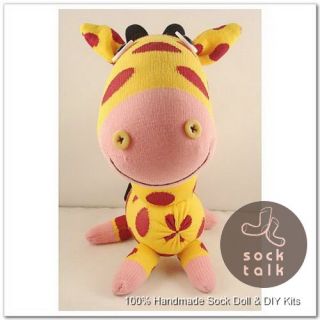 Handmade Yellow Sock Monkey Giraffe Stuffed Animals Baby Toy