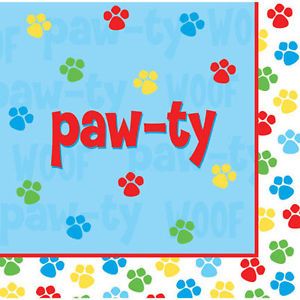 Puppy Dog Paw Prints "Paw Ty Time " Party Supplies Lunch Dinner Napkins New