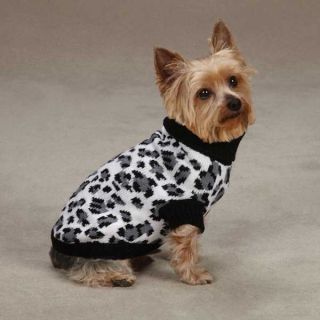 Zack Zoey Snow Leopard Print Dog Sweater