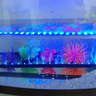 110 240V 18in Blue LED Aquarium Fish Tank Airstone Bubble Curtain Light Lighting