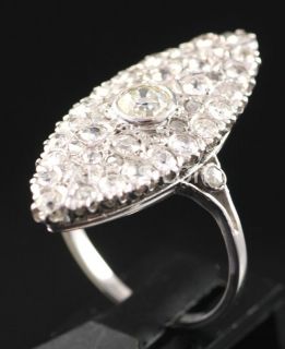 1930's Art Deco Platinum Marquise Shape Diamond Ring J028