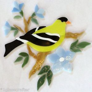 Precut Stained Glass Art Kit Goldfinch Bird Mosaic Stepping Stone Tile Inlay
