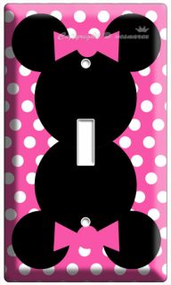 Minnie Mouse Pink Polka Dots Single Light Switch Wall Plate Cover Girls Room Art