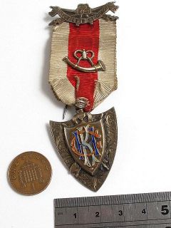 Antique Art Deco Sterling Silver Enamel Monogram Masonic Medal Jewel