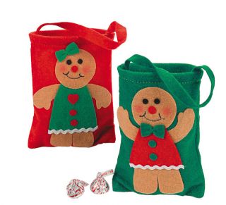 6 Felt Mini Gingerbread Felt Gift Bags Christmas Treats Party Favors