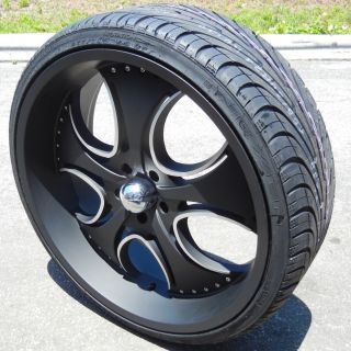 24" Black KMC Venom Wheels Nexen Tires Ford Crown Jeep Dodge Nitro Chrysler 300C
