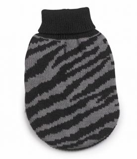 Zack Zoey Platinum Zebra Dog Sweater Turtleneck Black