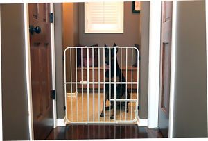 Extra Tall Expandable Steel Big Dog Gate w Small Pet Door Fits 26” 42”w x 32"H