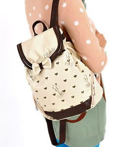 Sweet Cute Trend Kawaii Bow Shoulders School Bag Backpacks Bookbags Cream White