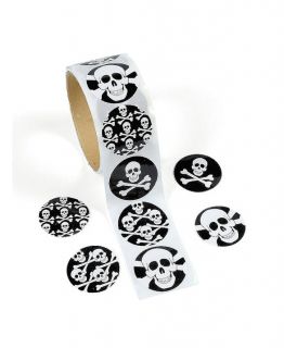 100 Skull Roll Stickers Pirate Party Favors Treasure Skull Crossbones