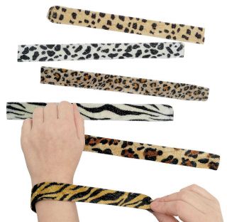 6 Animal Print Slap Bracelets Birthday Favors Zoo Safari Themed Party