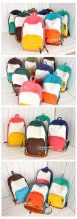 Korean Women's Handbag Girl's Schoolbag Leisure Canvas Backpack Contrast Colour