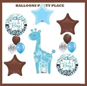 Safari Boy Baby Shower Party Decorations Blue Giraffe Balloons Animal Jungle