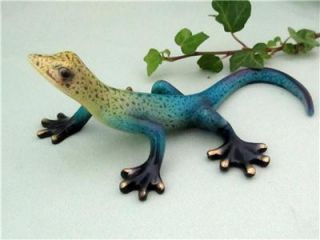 Lizard Gecko Blue Yellow Purple Colorful Hand Painted Resin Sculpture