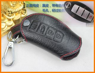 Nissan Maxima Altima Rogue 4 Button Leather Key Holder Case Cover Keychain Fob