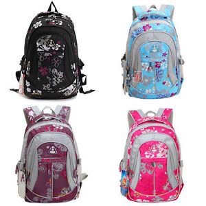 Children's Canvas Flower Print School Bag Rucksack Boy Girl Tour Backpacks FB266