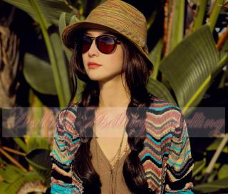 8 Pattern Womens Ladies Girls Vintage Summer Beach Sun Straw Hat Panama Jazz Cap