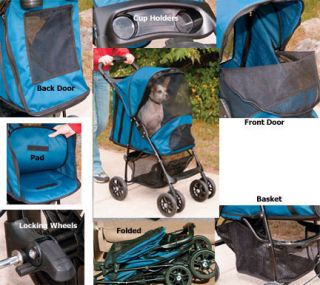 New Pet Carrier Happy Trails Dog Stroller Sage Green Folds 4 Easy Storage 32787