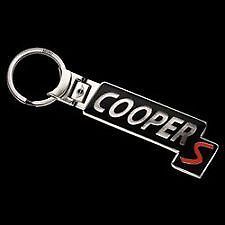 Mini Cooper "Cooper s" Logo Name Metal Key Chain Black Chrome New