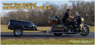 New Black Fiberglass Motorcycle Cargo Trailer Tow Behind Harley Goldwing TBMT