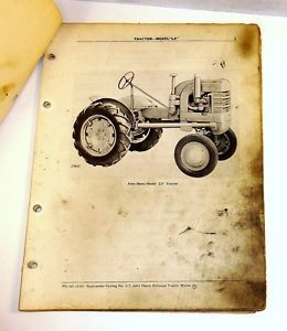 John Deere Parts Catalog Manual Model La Tractor PC 151