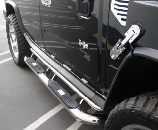 Hummer Step Running Board Nerf Bars 4in Round 2003 2010 H2 H 2 SUT Stainless