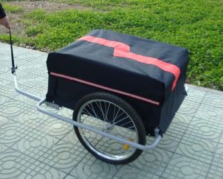 New Cargo Bicycle Bike Trailer Black Red Up to 100kg Weather Resistant Cover