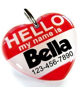 Red Hello Heart Double Sided Tag Dog Cat ID Tag Custom pet tag by idforpet