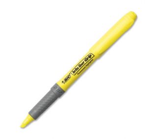 BIC Brite Liner Chisel Tip Grip Highlighters, 12 Fluorescent Yelllow Highlighters