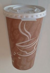 300 Paper Cups and 300 Lids 16oz Coffee Hot Beverages Brown White