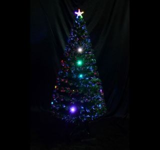 6 3ft Fiber Optic Christmas Tree with 24 LED Lights 230 Leaf Tips New