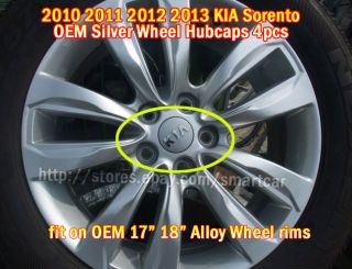 2010 2011 2012 2013 Kia Sorento 17" 18" Silver Wheel Center Hub Cap Set of 4