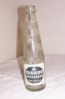 Vintage Mission Beverages Soda Pop Bottle Collectible Glass Bottling Old Antique