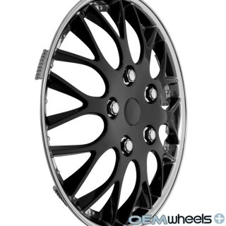 4 New Chrome Black 16" Hub Caps Fits Volkswagen VW Center Wheel Covers Set