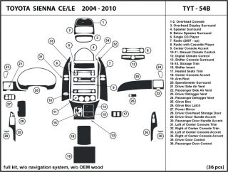 Toyota Sienna CE Le 04 10 w O Navigation System Dash Kit Trim Dashboard TYT 54B