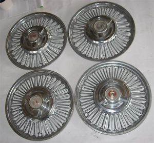 Vintage Ford Spinner Hubcaps Stainless Steel Simulated Wire Wheel Covers WOW