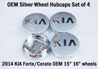 2014 Kia Forte Cerato K3 15" 16" Silver Wheel Hub Caps Set of 4