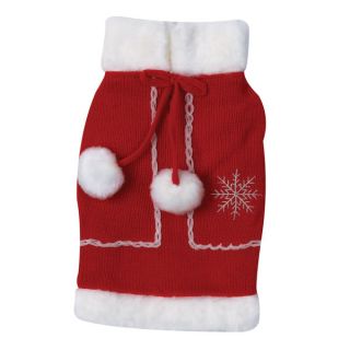 East Side Snowflake Pom Pom Dog Sweater Red White CLEARANCE Limited Sizes