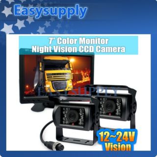 2X Night Vision CCD Rear View Camera Kit Monitor System for Bus Houseboat Truck