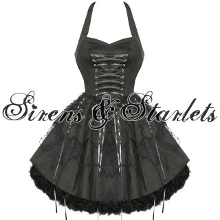 Hearts Roses London Black Lace Gothic Steampunk Emo Party Prom Dress
