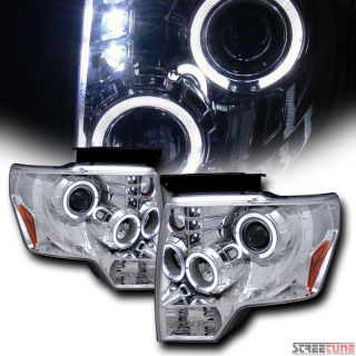 Chrome DRL LED Dual Halo Projector Head Lights Lamp Signal Amber 09 12 Ford F150