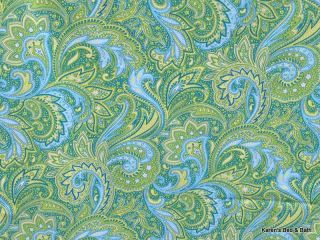 Green Blue Floral Paisley Custom Sewn Handcrafted Cotton Curtain Valance New