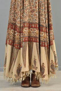 Vtg 70s Ethnic India Tapestry Fringe Tribal Hippy Boho Festival Maxi Skirt Dress