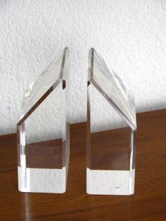 Mid Century Modern Lucite Plexiglass Bookends Vintage Abstract Madmen Eames