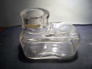 4 RARE 1880s Clear Antique Rectangle Ink Bottle Sanford Inks with Holder