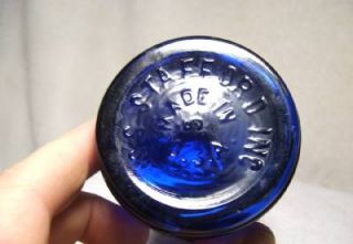 Antique Stafford's Commercial Ink Bottle Cobalt Blue Glass Bottle with Label